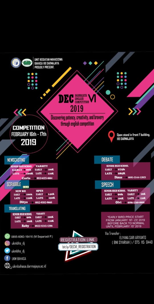 Kreatif dan Berani, Yuuk Ikuti Darmajaya English Competition VI