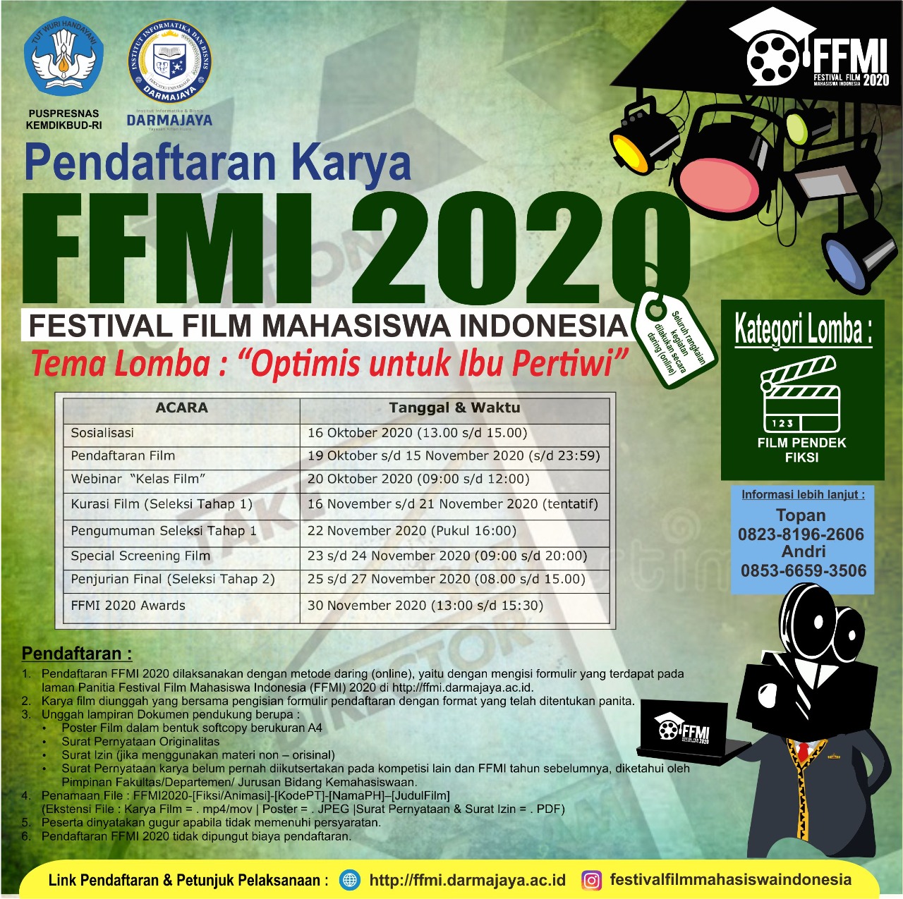 Pusprenas – IIB Darmajaya Gelar FFMI 2020: Yuuk Daftarkan Karya Film Terbaikmu Mahasiswa