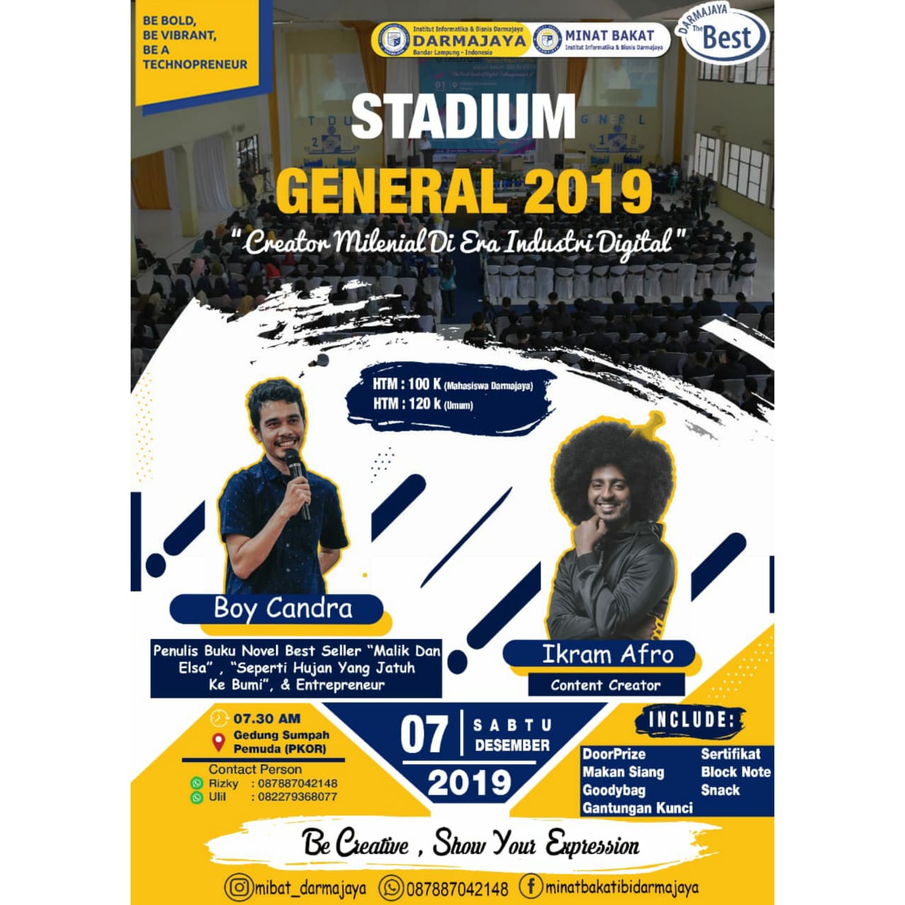 Stadium General, Mibat Darmajaya Hadirkan Penulis Best Seller dan Content Creator