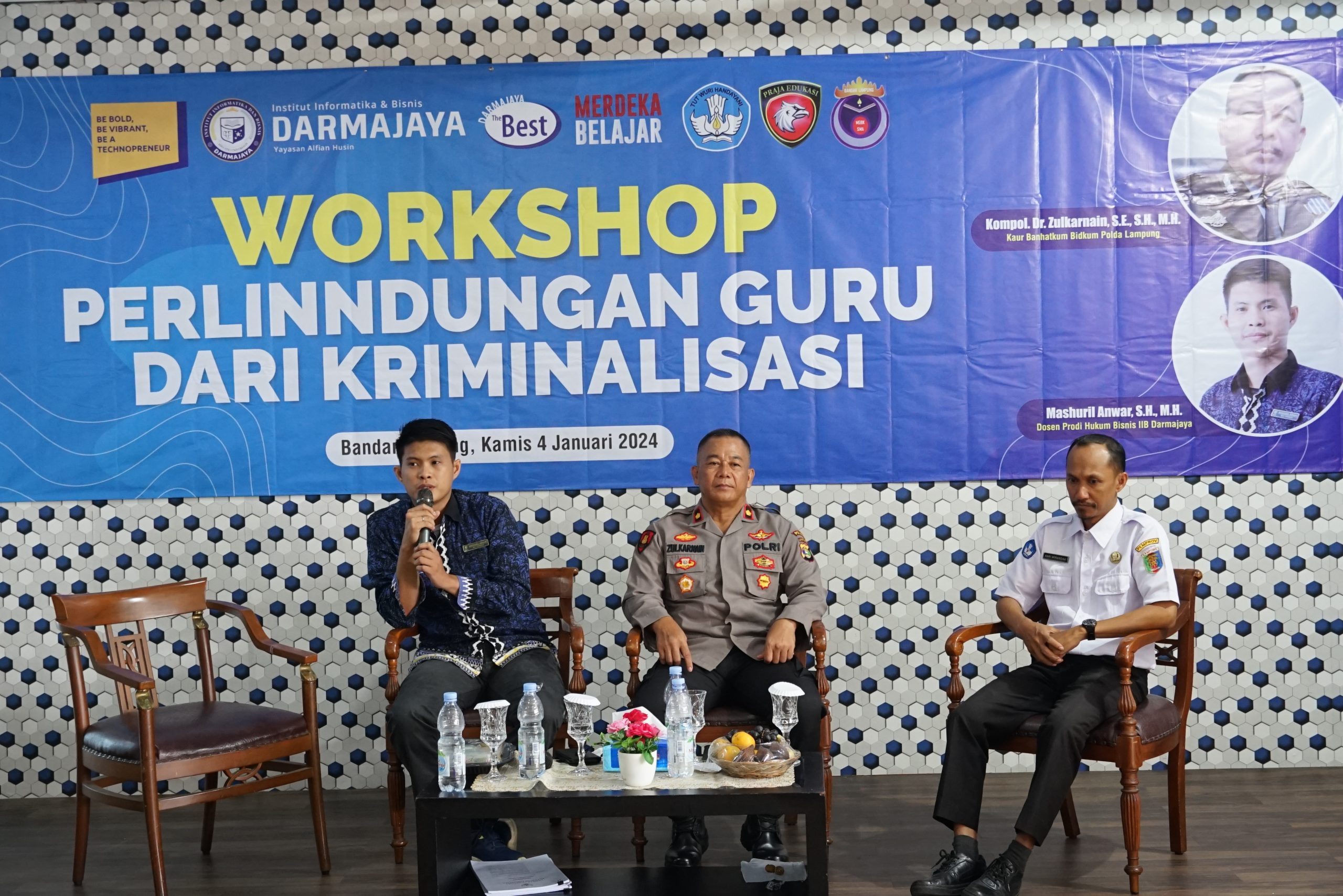 IIB Darmajaya – Polda Lampung Gelar Workshop Perlindungan Guru dari Kriminalisasi