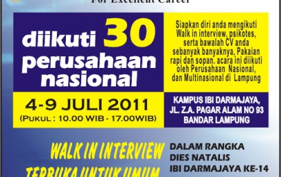 Peringati Dies Natalis Ke XIV, IBI Darmajaya gelar Job Fair 2011