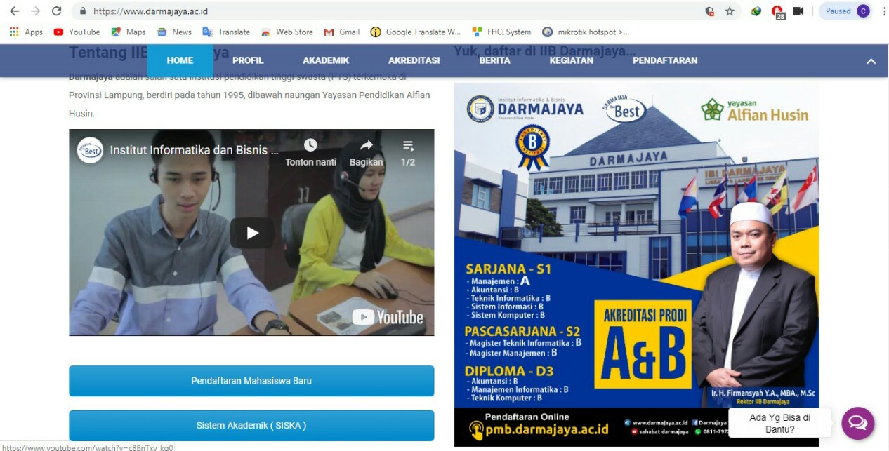 PTS Terbaik di Provinsi Lampung, IIB Darmajaya Peringkat 84 Webometrics